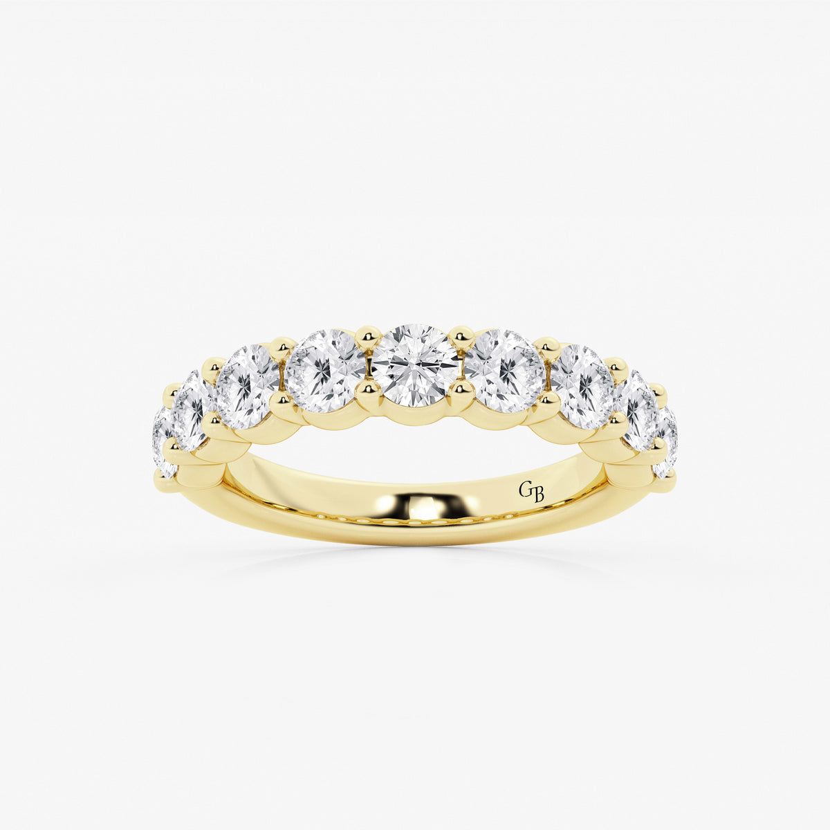 GWA071 - 2 ctw Round Lab Grown Diamond Nine Stone Shared Prong Anniversary Band