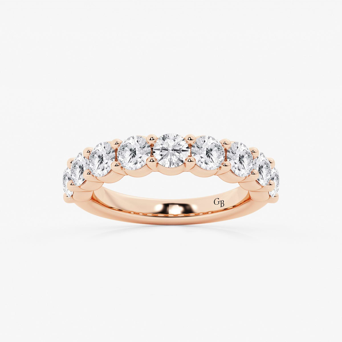 GWA071 - 2 ctw Round Lab Grown Diamond Nine Stone Shared Prong Anniversary Band