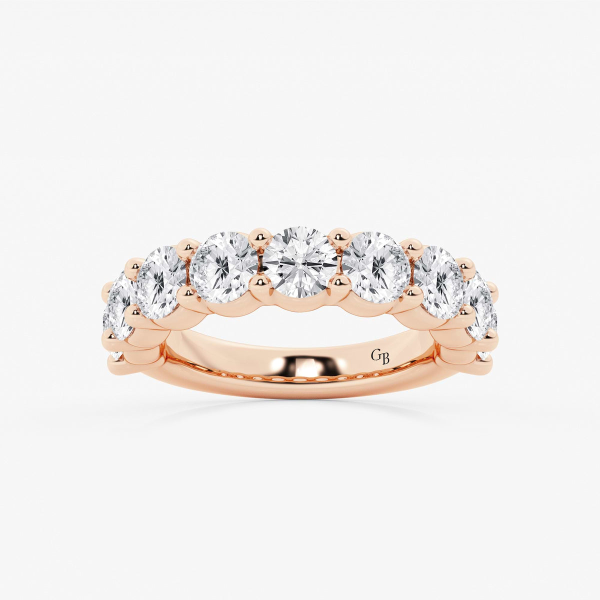 GWA071 - 3 ctw Round Lab Grown Diamond Nine Stone Shared Prong Anniversary Band
