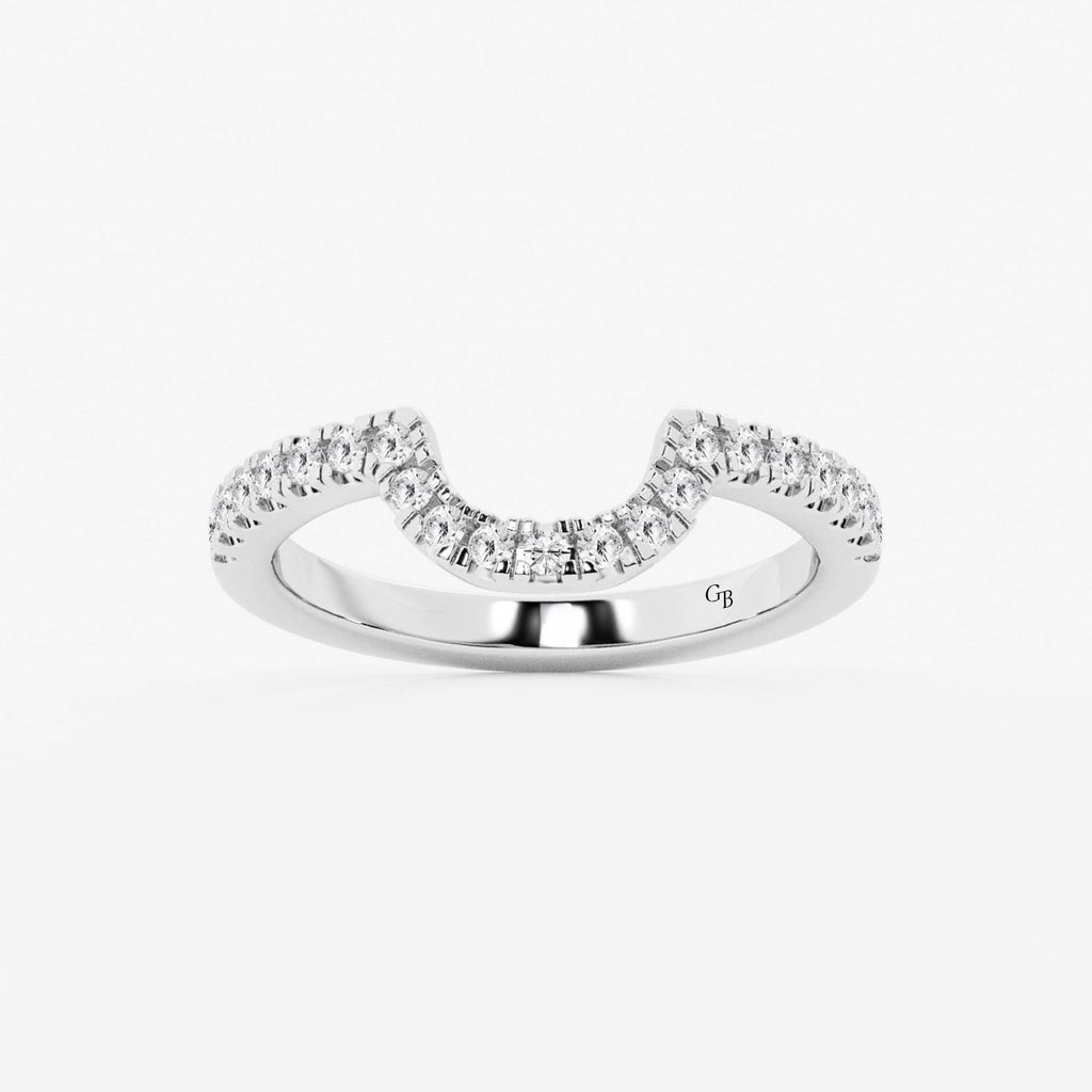 GWA072 - Anillo de boda con diamantes de laboratorio de talla redonda engastados con garras, de 1/5 quilates en total