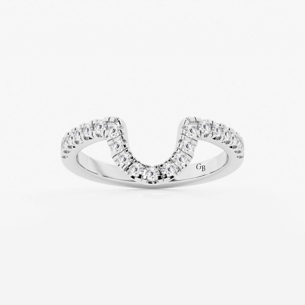 GWA072 - Anillo de boda con diamantes de laboratorio de talla redonda engastados con garras, de 2/5 quilates en total
