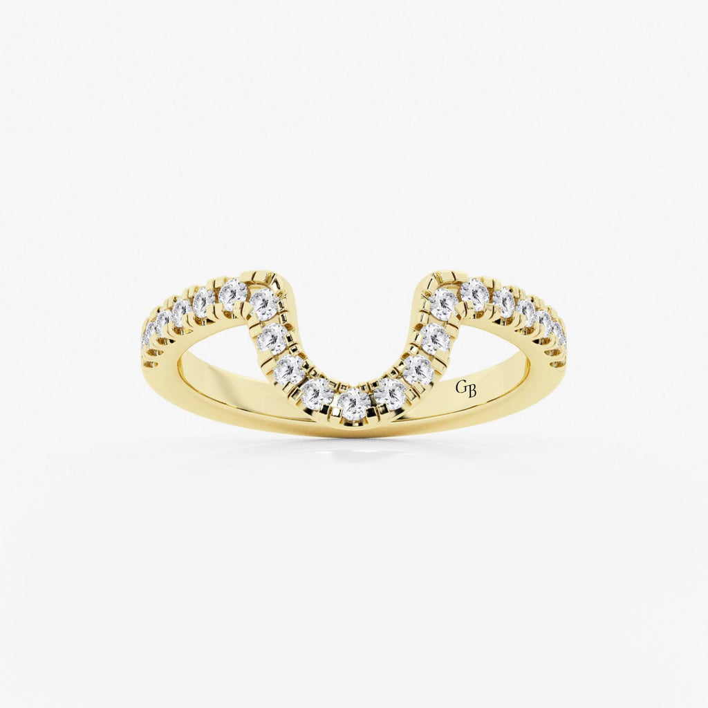 GWA072 - Anillo de boda con diamantes de laboratorio de talla redonda engastados con garras, de 2/5 quilates en total