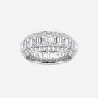 GWA074 - 5 ctw Framed Emerald and Round Lab Grown Diamond Eternity Band - 8.25mm Width