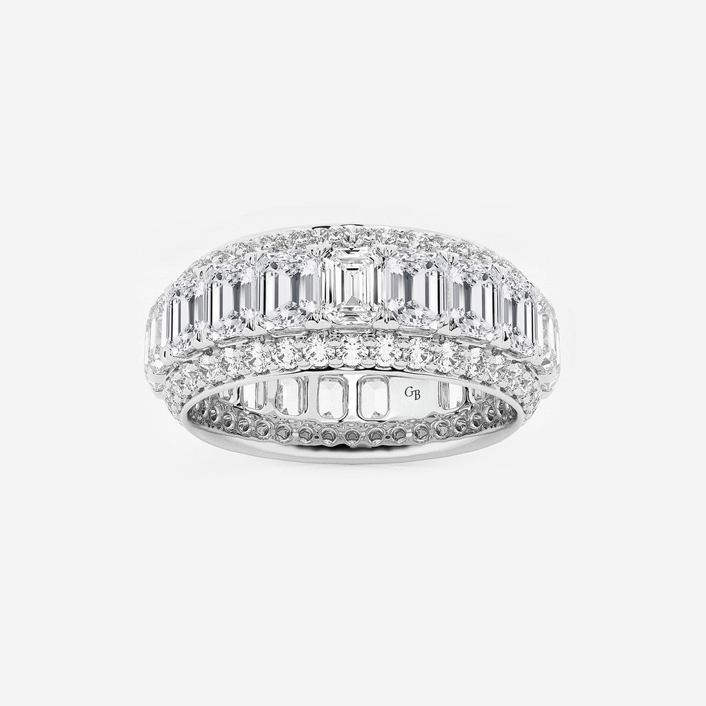 GWA074 - product video for 5 ctw Framed Emerald and Round Lab Grown Diamond Eternity Band - 8.25mm Width