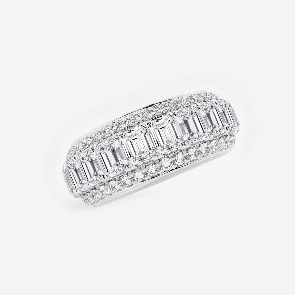 GWA074 - Additional Image 1 for  5 ctw Framed Emerald and Round Lab Grown Diamond Eternity Band - 8.25mm Width