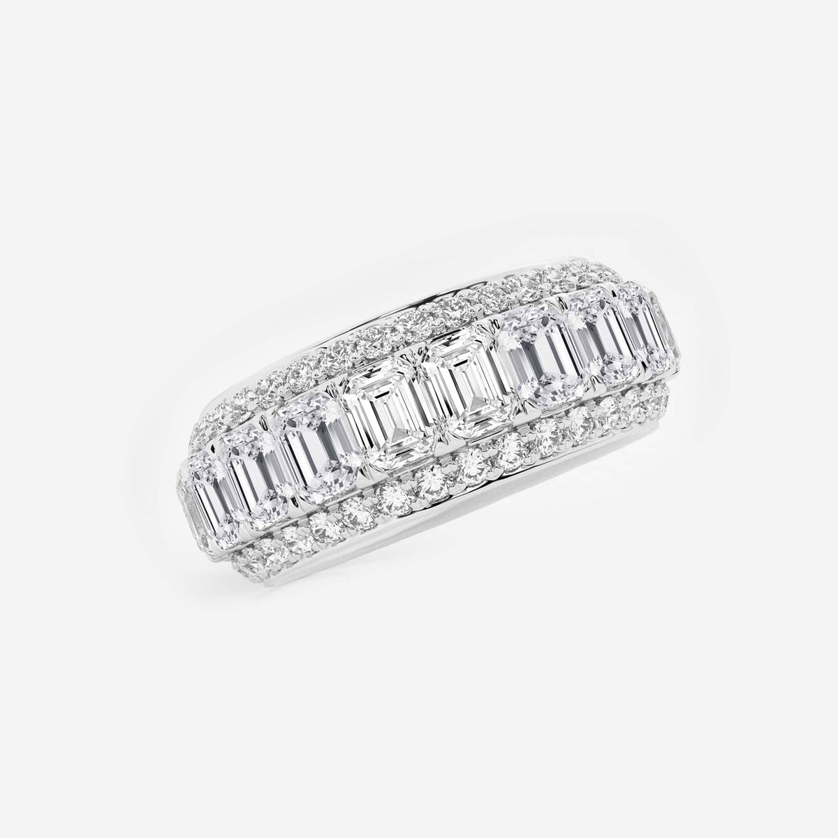 GWA074 - Additional Image 1 for  5 ctw Framed Emerald and Round Lab Grown Diamond Eternity Band - 8.25mm Width