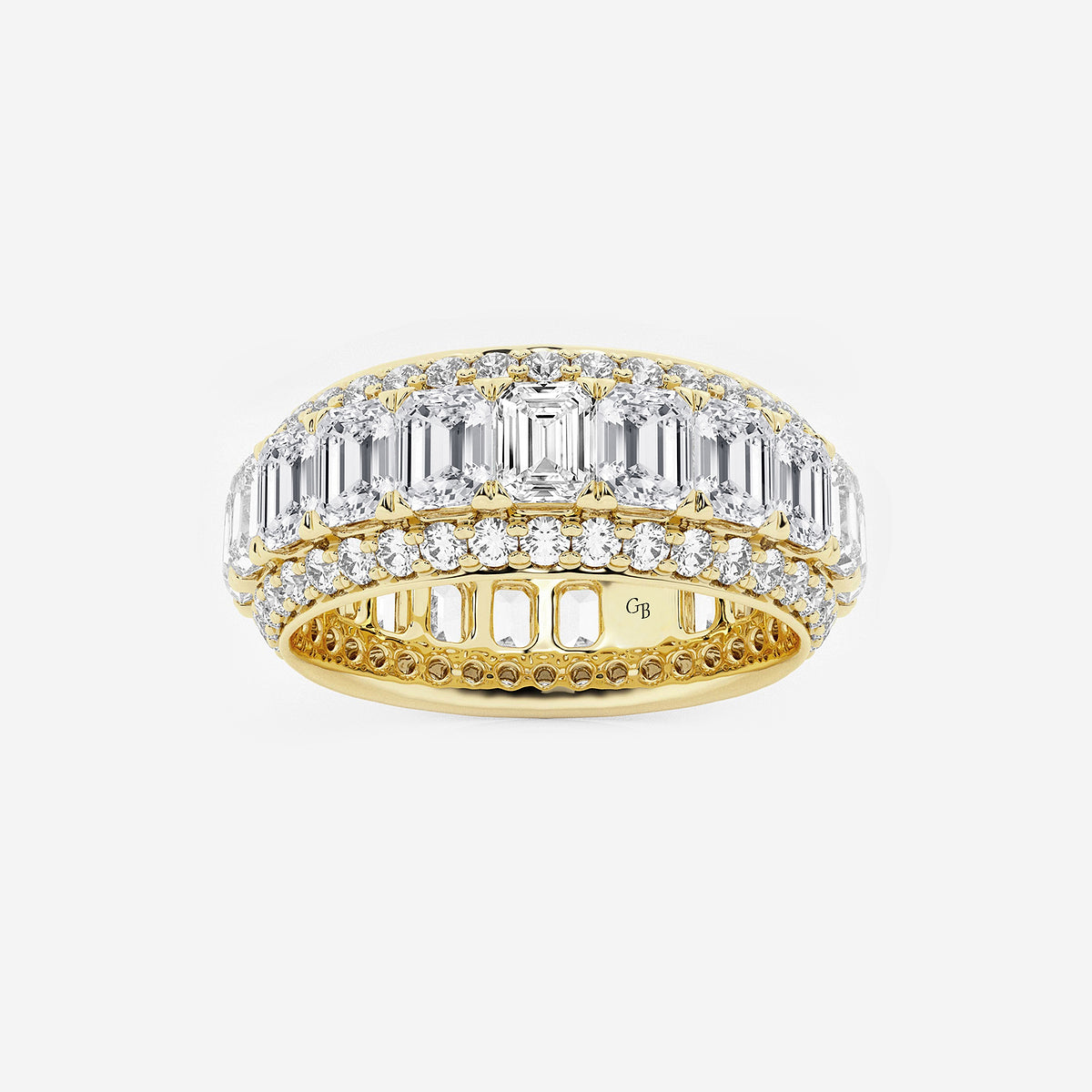 GWA074 - product video for 5 ctw Framed Emerald and Round Lab Grown Diamond Eternity Band - 8.25mm Width