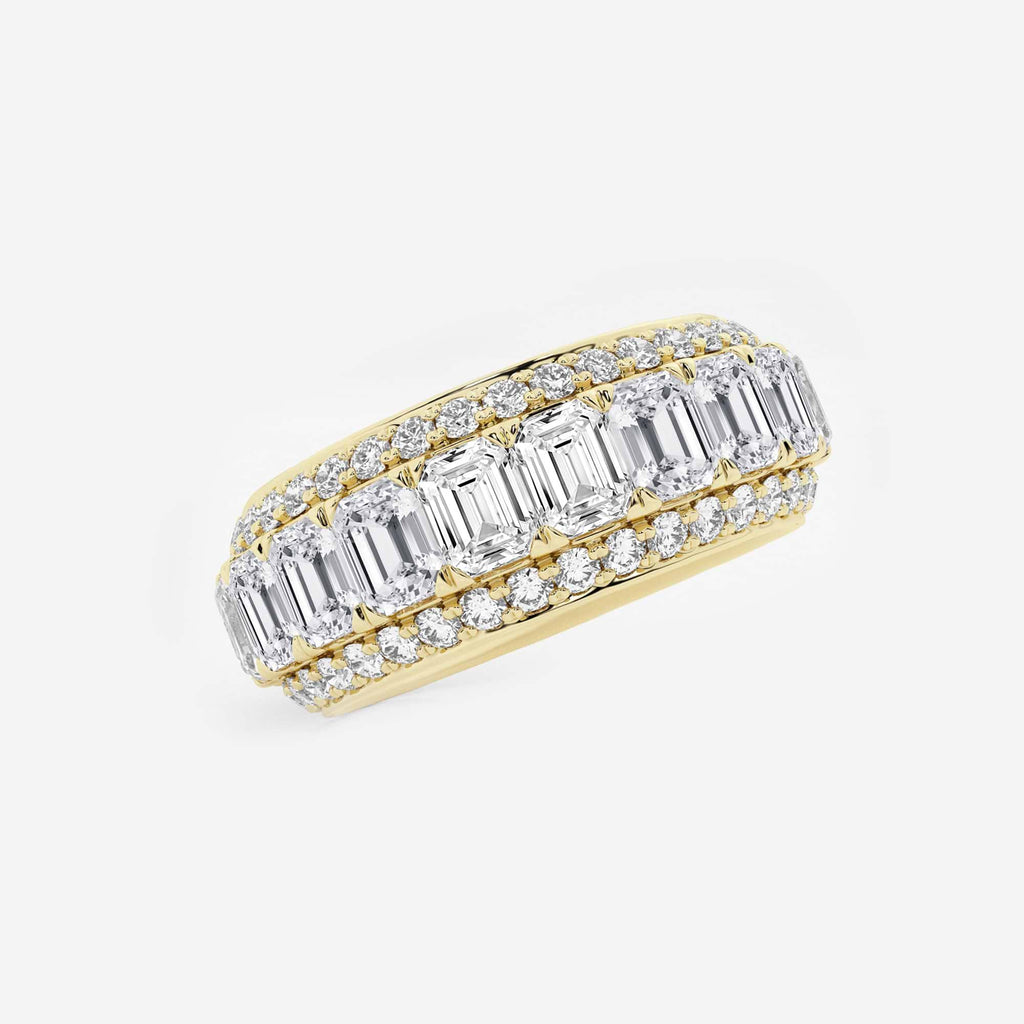 GWA074 - Additional Image 1 for  5 ctw Framed Emerald and Round Lab Grown Diamond Eternity Band - 8.25mm Width