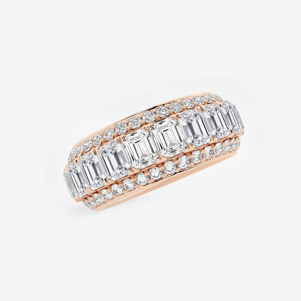 GWA074 - Additional Image 1 for  5 ctw Framed Emerald and Round Lab Grown Diamond Eternity Band - 8.25mm Width