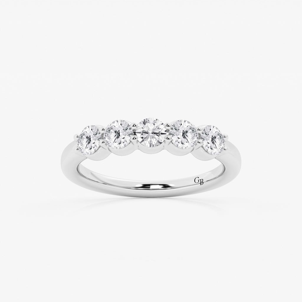 GWA075 - 1 ctw Round Lab Grown Diamond Five Stone Shared Prong Anniversary Band
