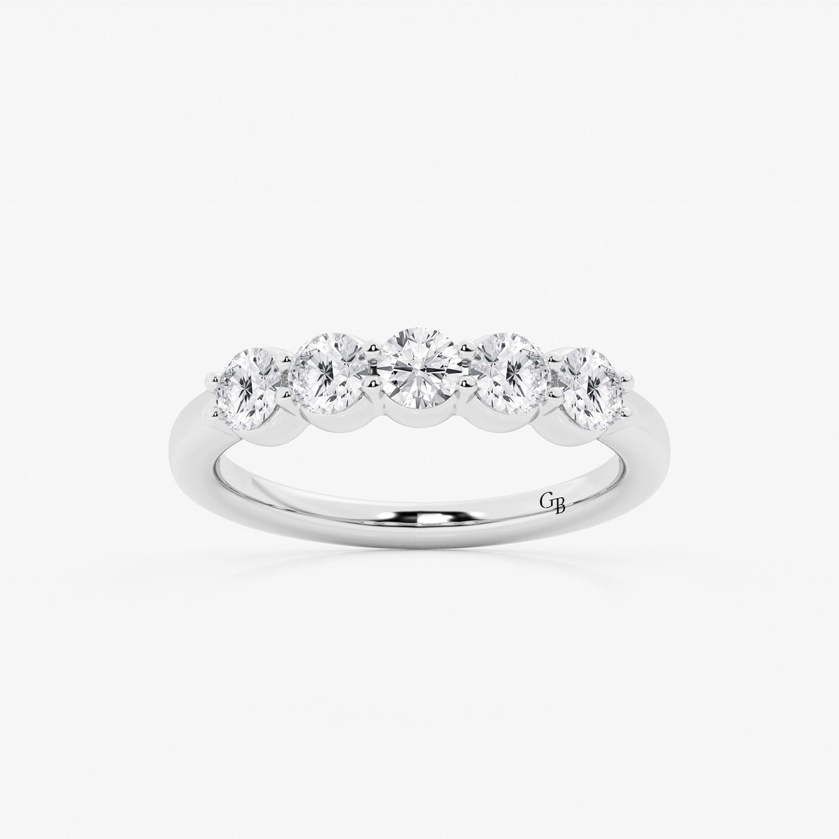 GWA075 - 1 ctw Round Lab Grown Diamond Five Stone Shared Prong Anniversary Band