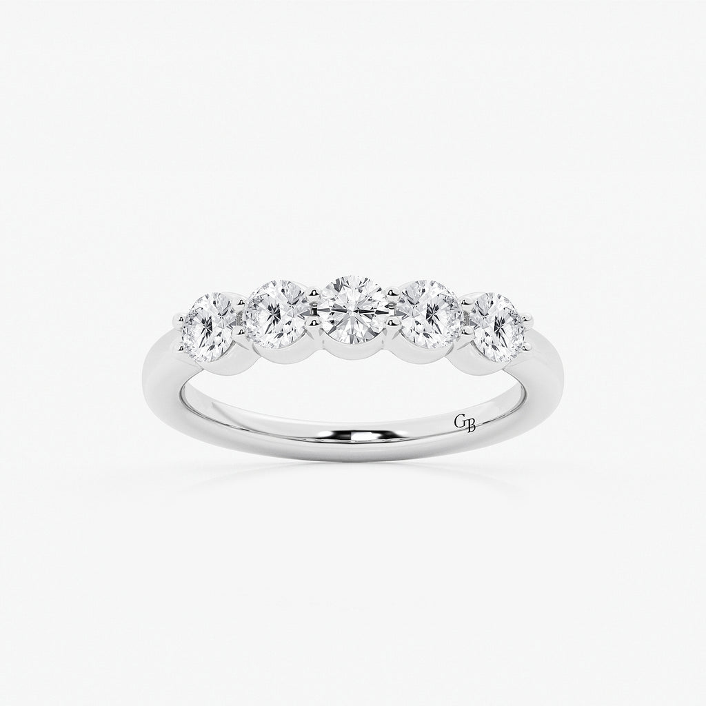 GWA075 - product video for 1 ctw Round Lab Grown Diamond Five Stone Shared Prong Anniversary Band