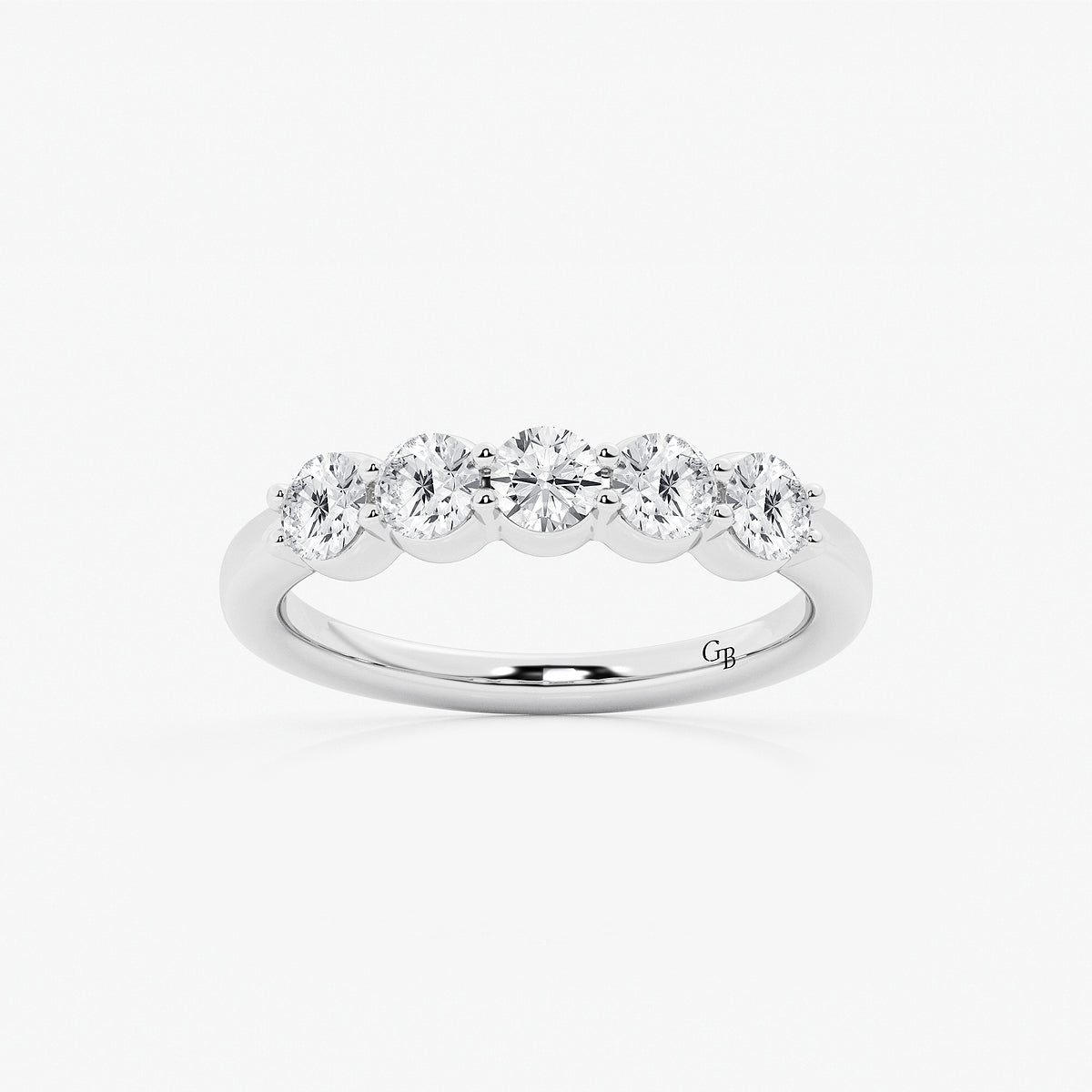GWA075 - product video for 1 ctw Round Lab Grown Diamond Five Stone Shared Prong Anniversary Band