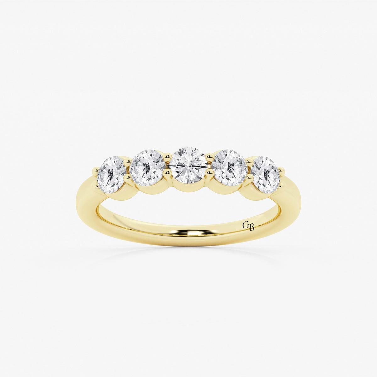 GWA075 - 1 ctw Round Lab Grown Diamond Five Stone Shared Prong Anniversary Band
