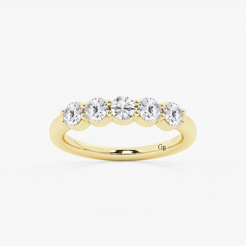 GWA075 - product video for 1 ctw Round Lab Grown Diamond Five Stone Shared Prong Anniversary Band