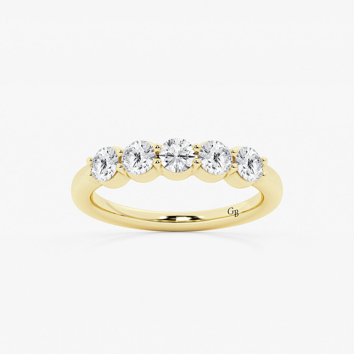 GWA075 - product video for 1 ctw Round Lab Grown Diamond Five Stone Shared Prong Anniversary Band
