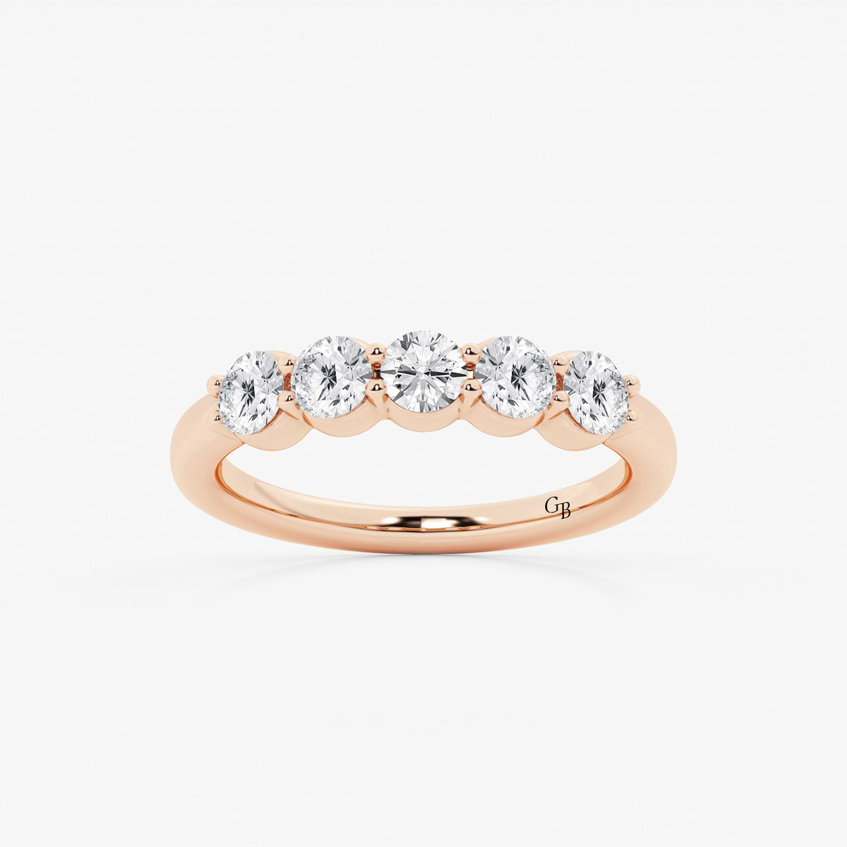 GWA075 - 1 ctw Round Lab Grown Diamond Five Stone Shared Prong Anniversary Band