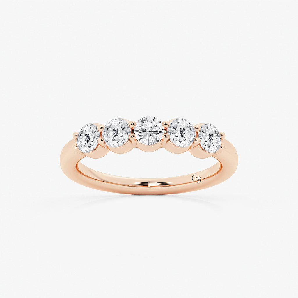 GWA075 - product video for 1 ctw Round Lab Grown Diamond Five Stone Shared Prong Anniversary Band