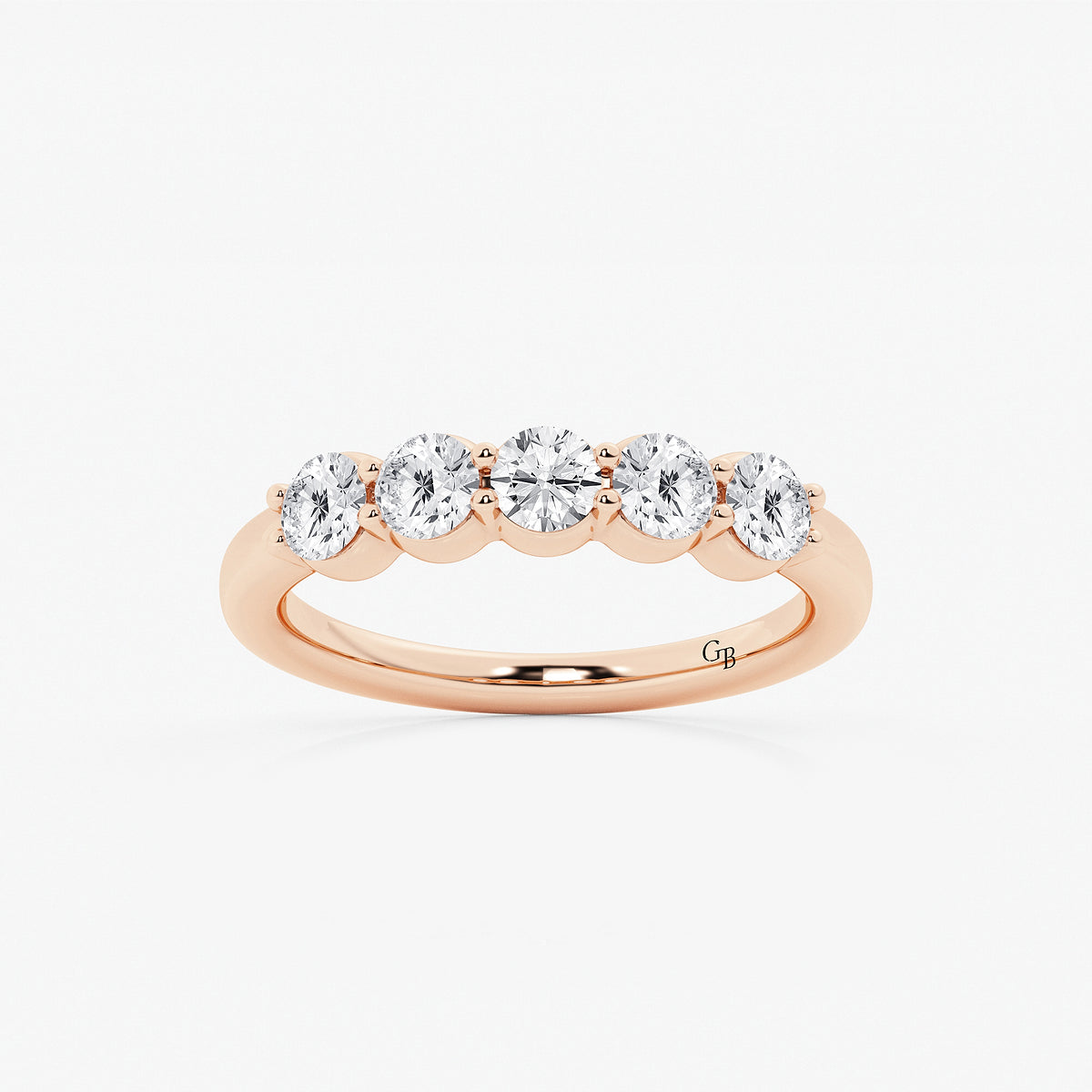 GWA075 - product video for 1 ctw Round Lab Grown Diamond Five Stone Shared Prong Anniversary Band