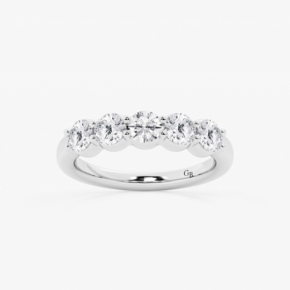 GWA075 - 1 1/2 ctw Round Lab Grown Diamond Five Stone Shared Prong Anniversary Band