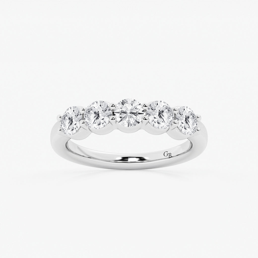 GWA075 - product video for 1 1/2 ctw Round Lab Grown Diamond Five Stone Shared Prong Anniversary Band