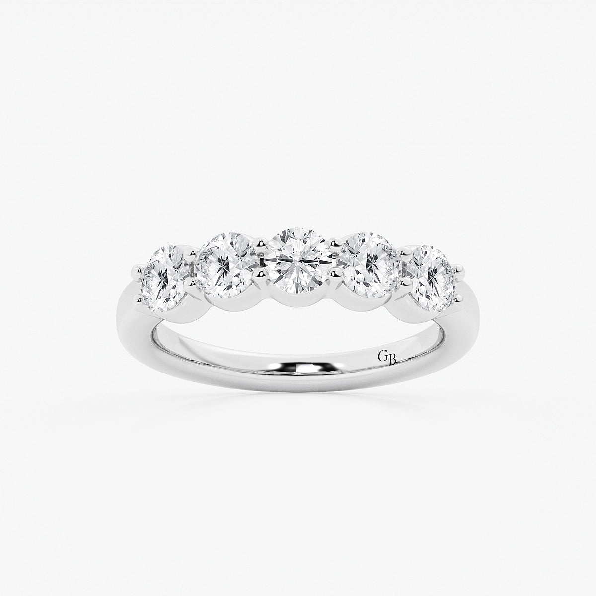 GWA075 - product video for 1 1/2 ctw Round Lab Grown Diamond Five Stone Shared Prong Anniversary Band
