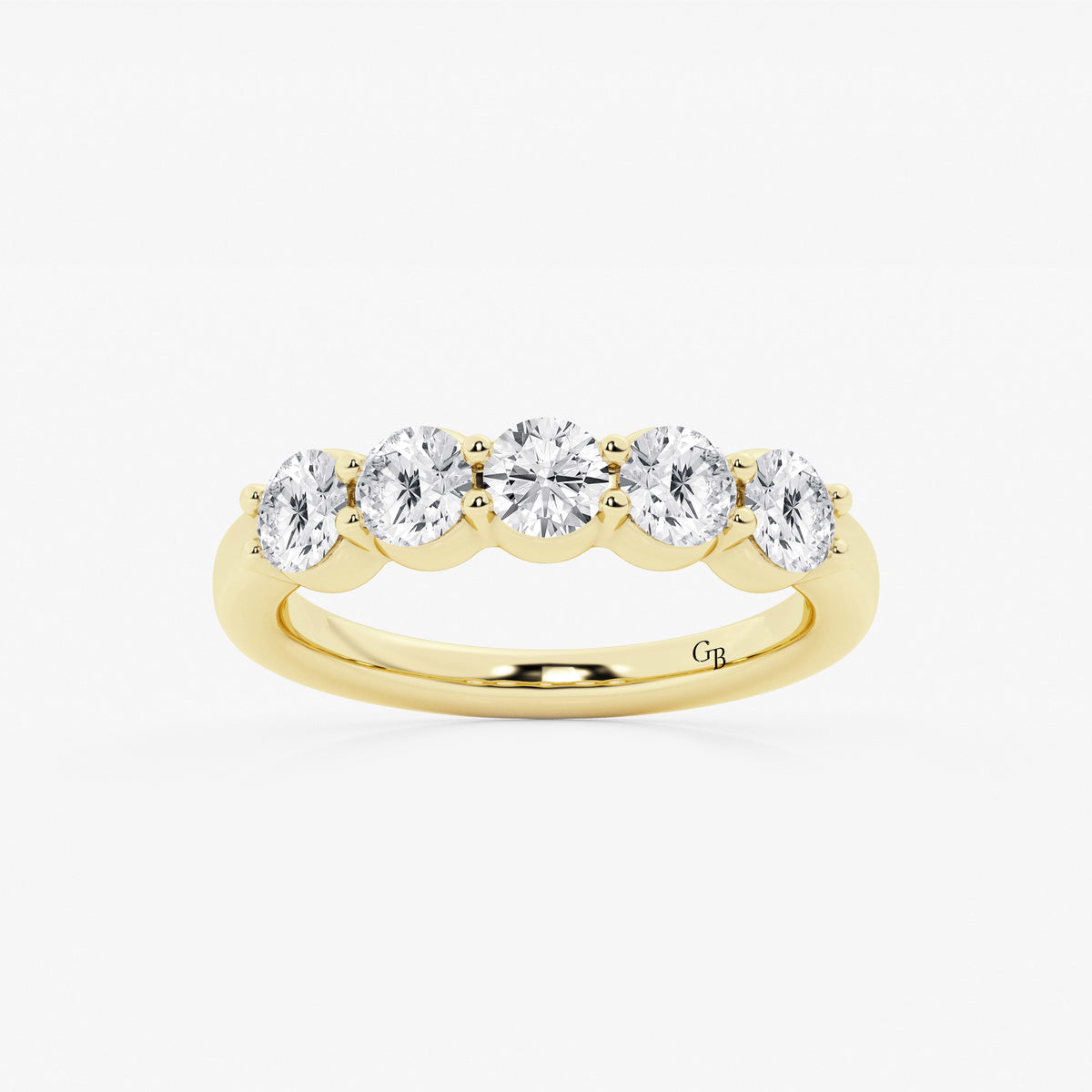 GWA075 - 1 1/2 ctw Round Lab Grown Diamond Five Stone Shared Prong Anniversary Band