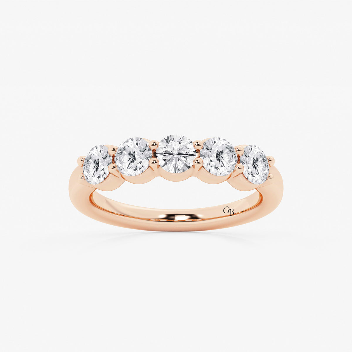 GWA075 - 1 1/2 ctw Round Lab Grown Diamond Five Stone Shared Prong Anniversary Band