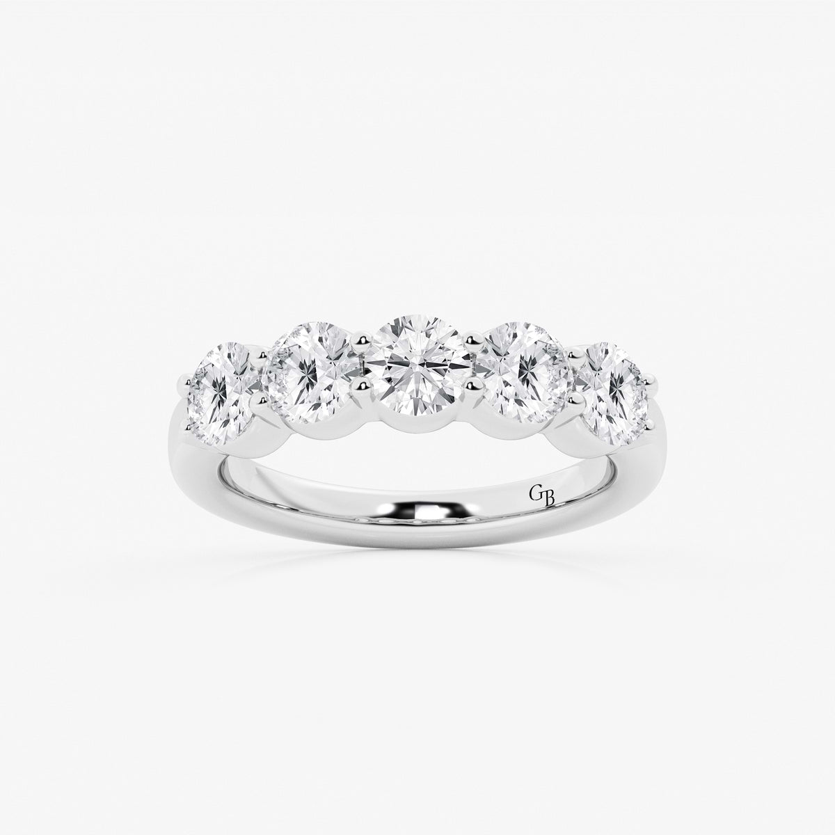 GWA075 - 2 ctw Round Lab Grown Diamond Five Stone Shared Prong Anniversary Band