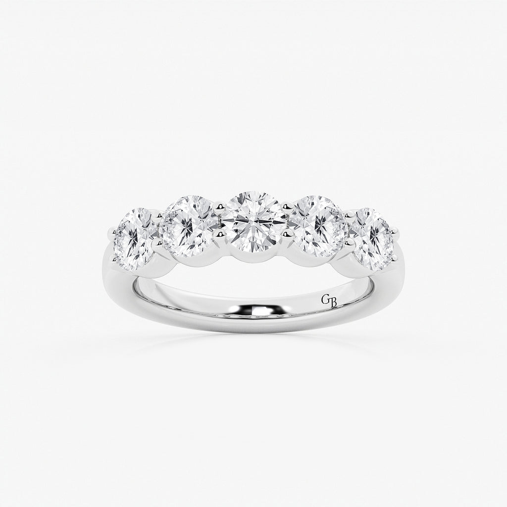 GWA075 - product video for 2 ctw Round Lab Grown Diamond Five Stone Shared Prong Anniversary Band