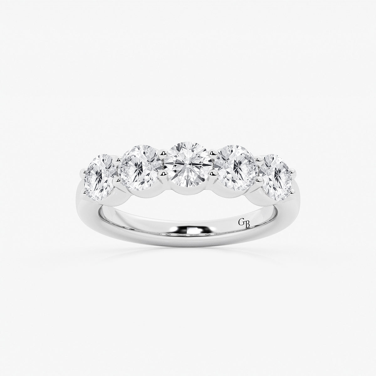 GWA075 - product video for 2 ctw Round Lab Grown Diamond Five Stone Shared Prong Anniversary Band