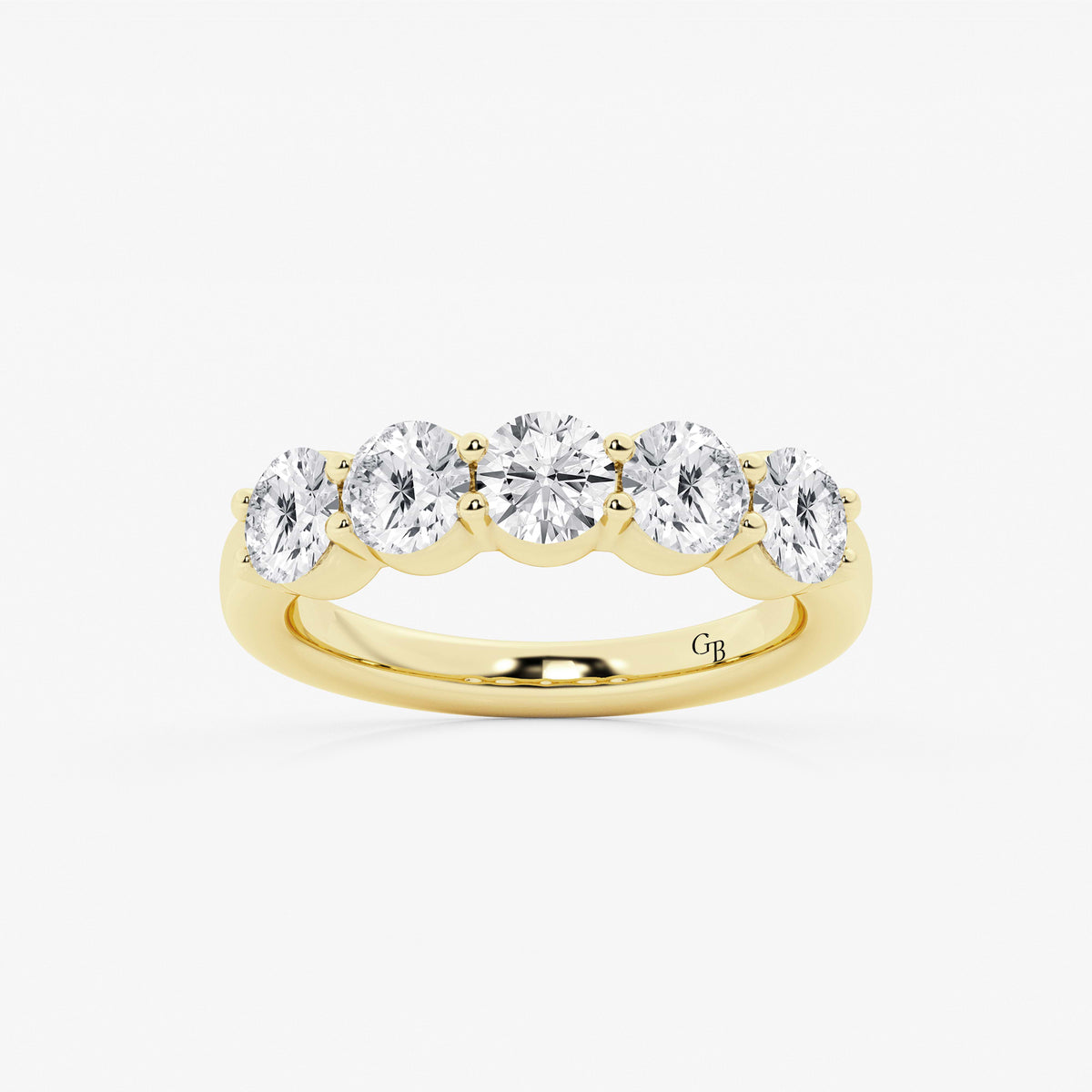 GWA075 - 2 ctw Round Lab Grown Diamond Five Stone Shared Prong Anniversary Band