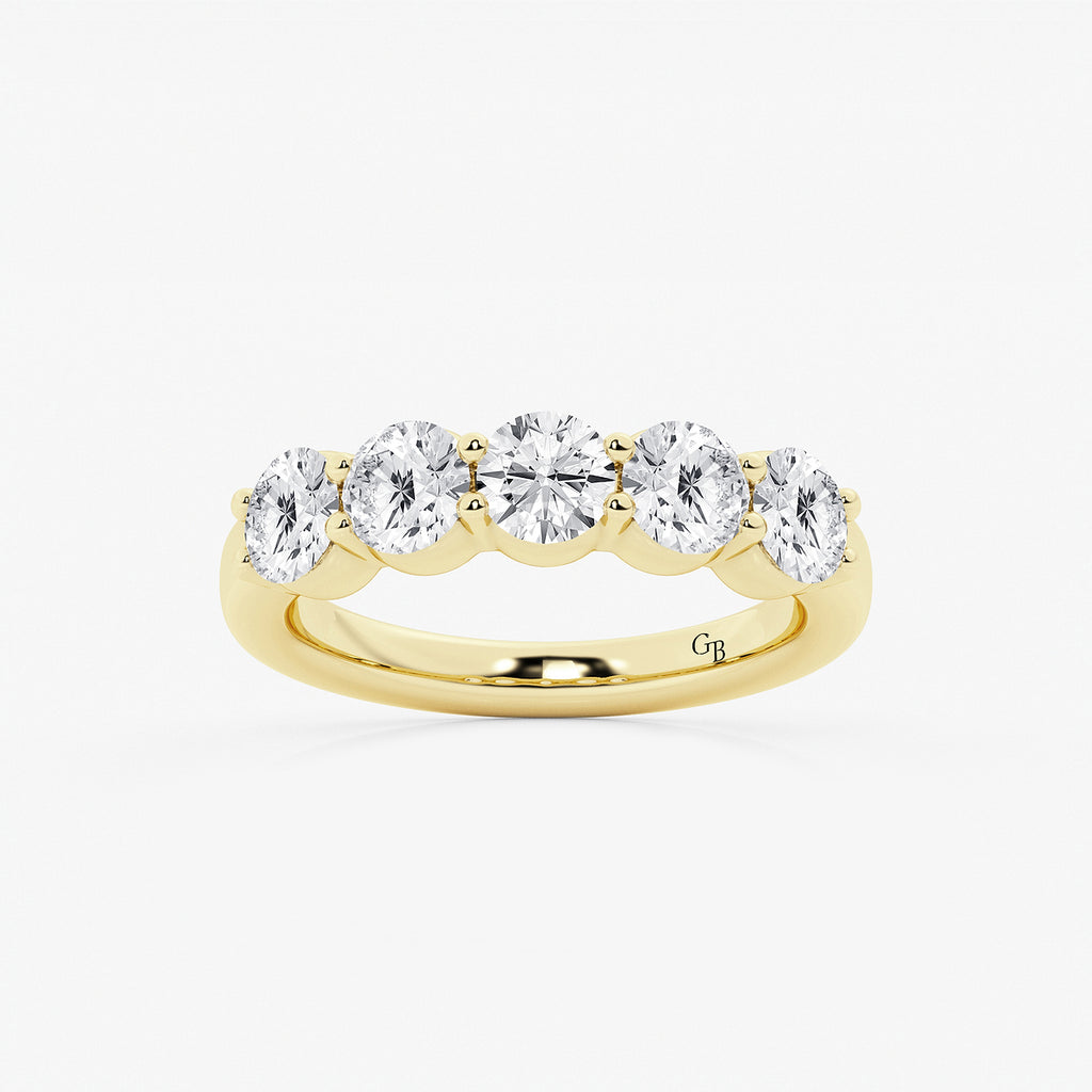 GWA075 - product video for 2 ctw Round Lab Grown Diamond Five Stone Shared Prong Anniversary Band