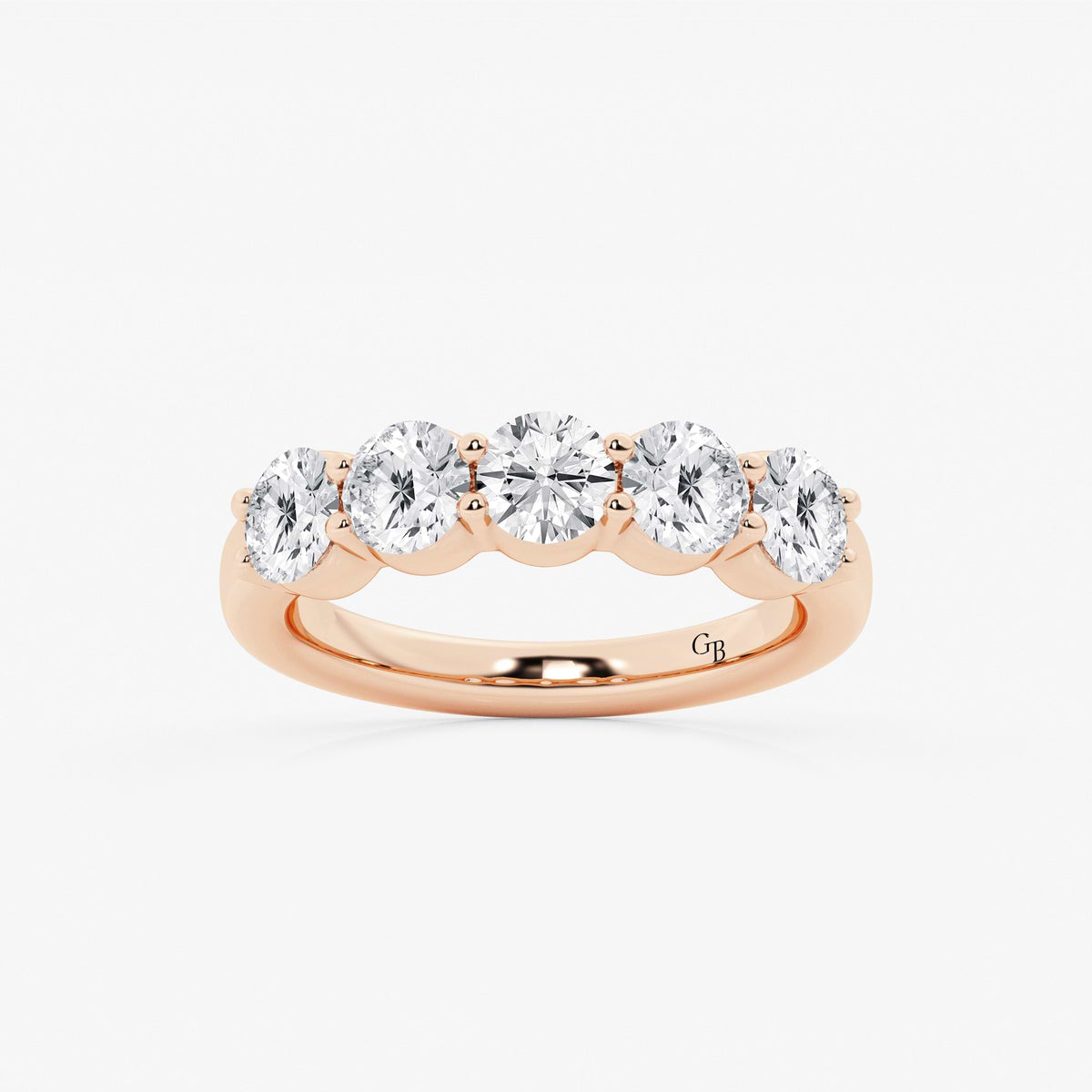 GWA075 - 2 ctw Round Lab Grown Diamond Five Stone Shared Prong Anniversary Band