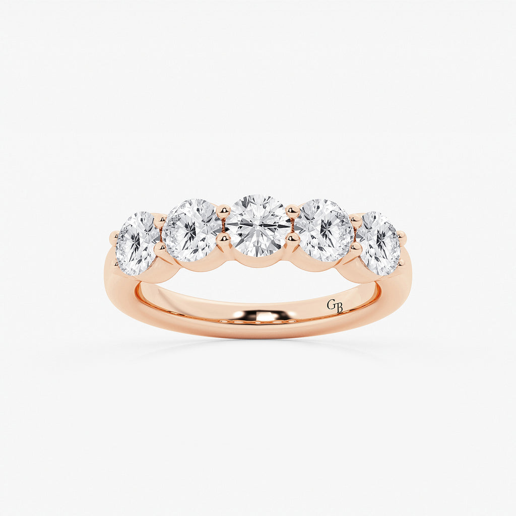 GWA075 - product video for 2 ctw Round Lab Grown Diamond Five Stone Shared Prong Anniversary Band