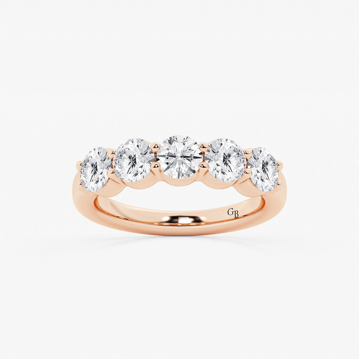 GWA075 - product video for 2 ctw Round Lab Grown Diamond Five Stone Shared Prong Anniversary Band