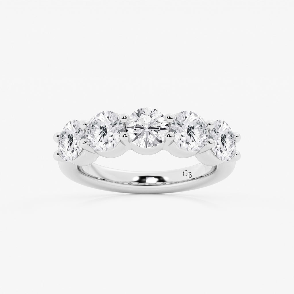 GWA075 - 3 ctw Round Lab Grown Diamond Five Stone Shared Prong Anniversary Band