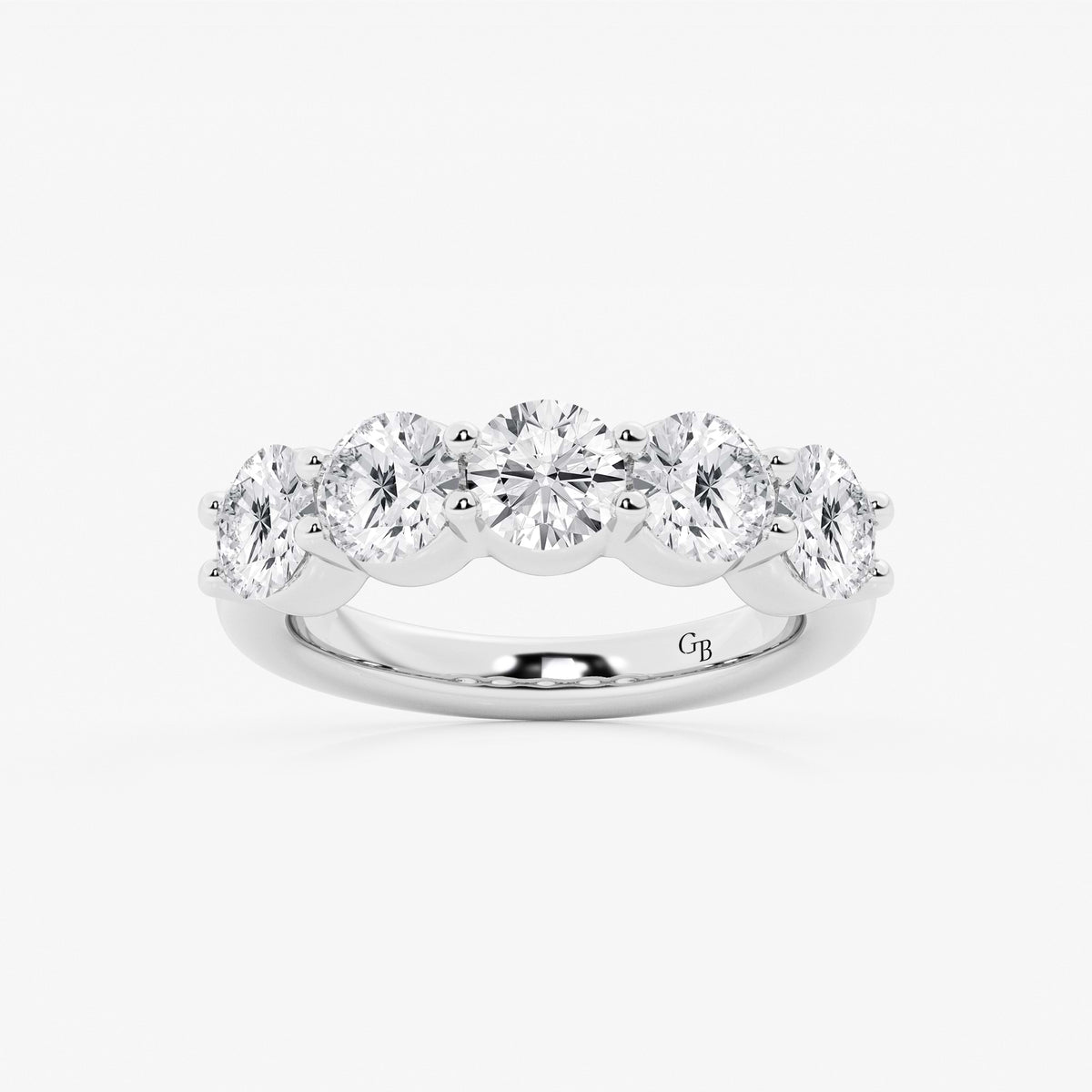 GWA075 - 3 ctw Round Lab Grown Diamond Five Stone Shared Prong Anniversary Band