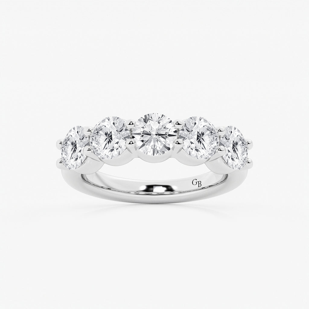 GWA075 - product video for 3 ctw Round Lab Grown Diamond Five Stone Shared Prong Anniversary Band