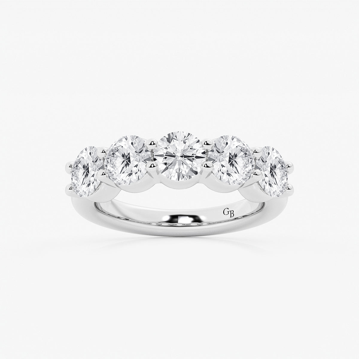 GWA075 - product video for 3 ctw Round Lab Grown Diamond Five Stone Shared Prong Anniversary Band