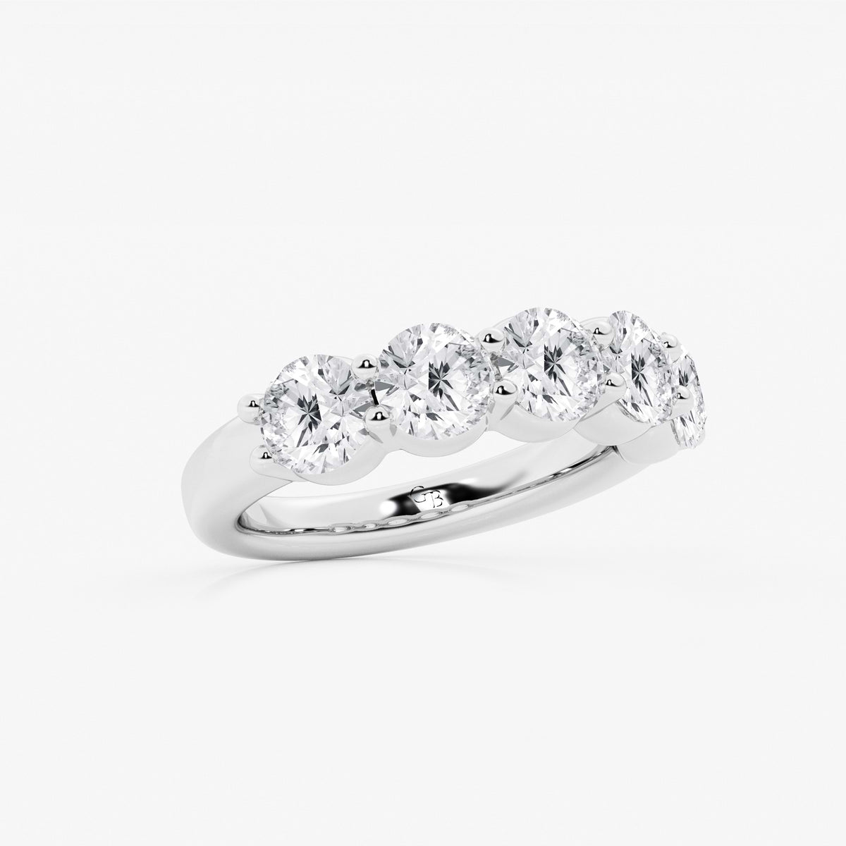 GWA075 - Additional Image 1 for  3 ctw Round Lab Grown Diamond Five Stone Shared Prong Anniversary Band