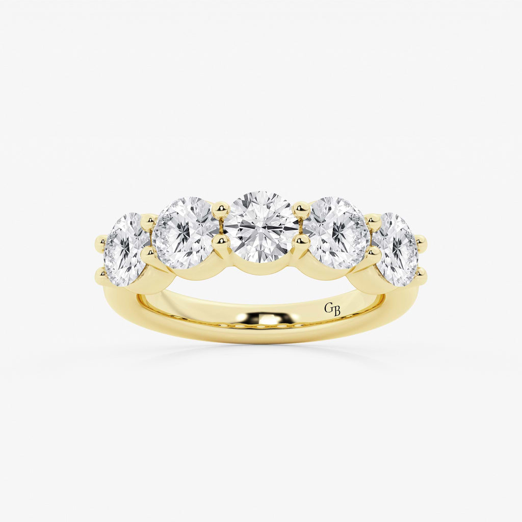 GWA075 - 3 ctw Round Lab Grown Diamond Five Stone Shared Prong Anniversary Band