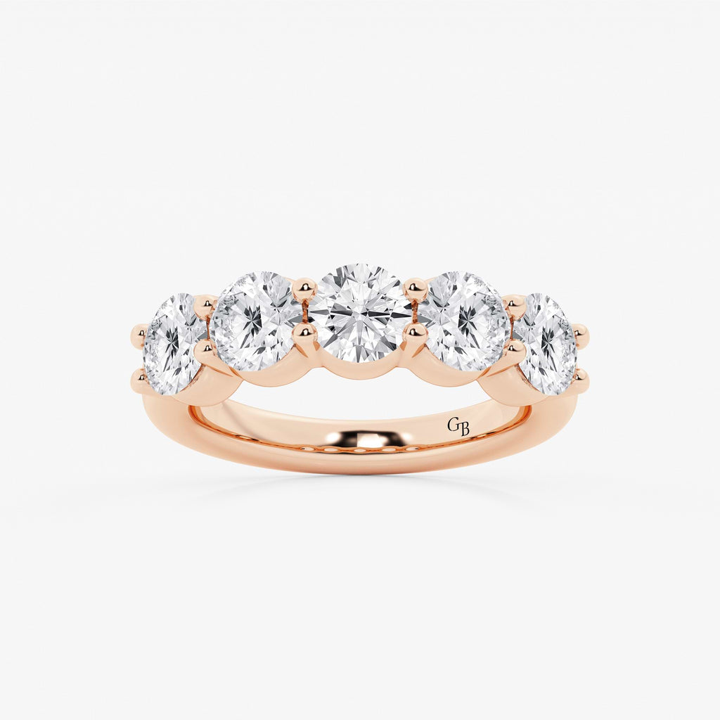 GWA075 - 3 ctw Round Lab Grown Diamond Five Stone Shared Prong Anniversary Band