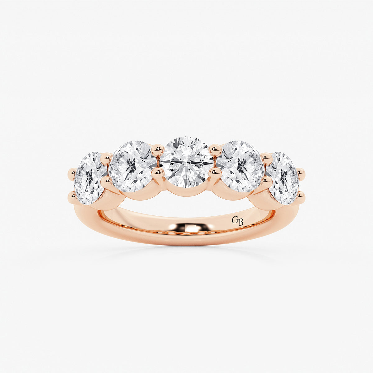 GWA075 - product video for 3 ctw Round Lab Grown Diamond Five Stone Shared Prong Anniversary Band