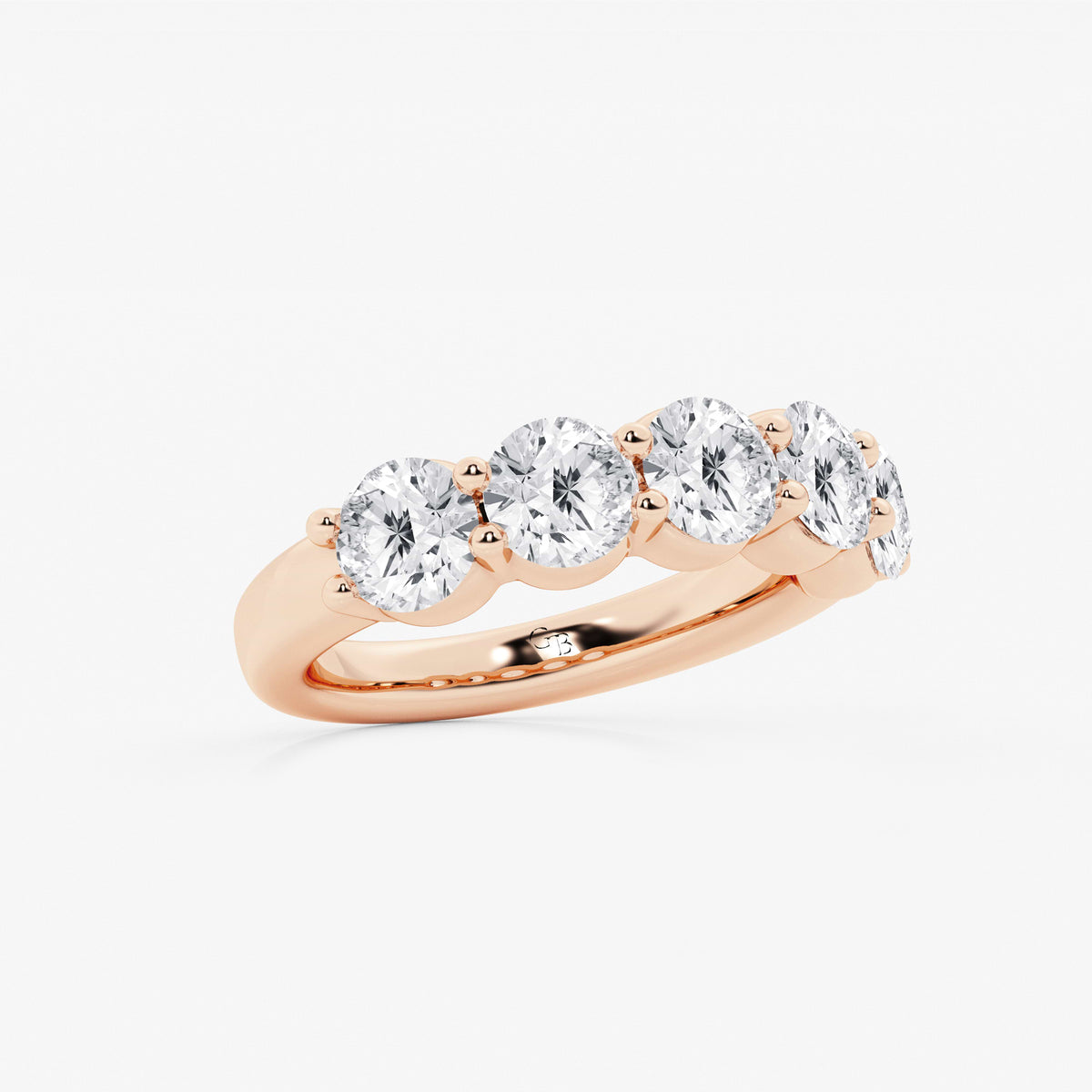 GWA075 - Additional Image 1 for  3 ctw Round Lab Grown Diamond Five Stone Shared Prong Anniversary Band