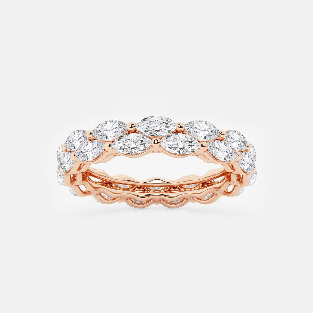 GWA076 - 2 ctw Double-row Marquise Lab Grown Diamond Eternity Band - 4.8mm Width