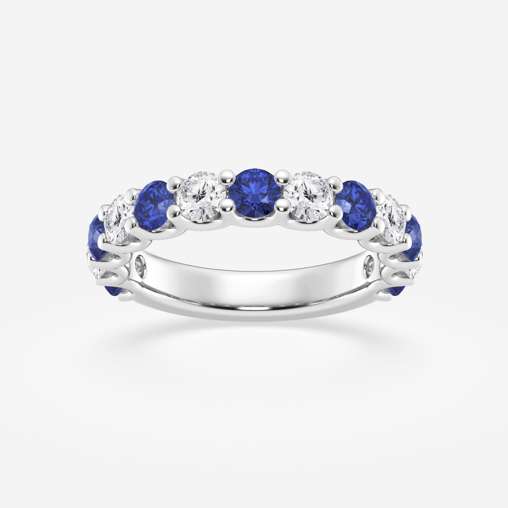 GWA078 - 3.50mm Round Cut Created Sapphire and 7/8 ctw Round Lab Grown Diamond Wedding Band