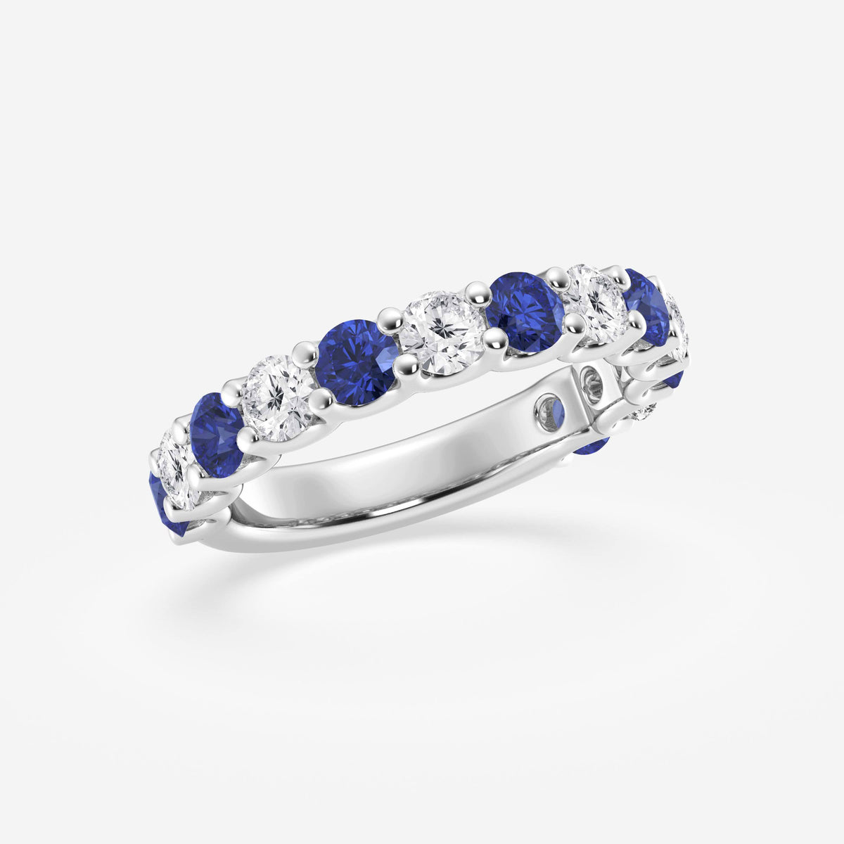 GWA078 - Additional Image 1 for  3.50mm Round Cut Created Sapphire and 7/8 ctw Round Lab Grown Diamond Wedding Band