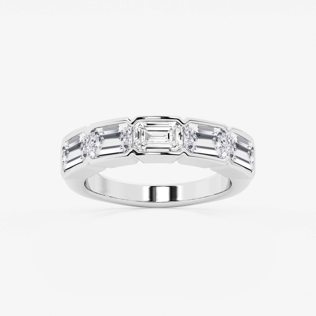 GWA080 - 3 ctw Emerald Lab Grown Diamond Half Bezel East-West Five Stone Anniversary Band