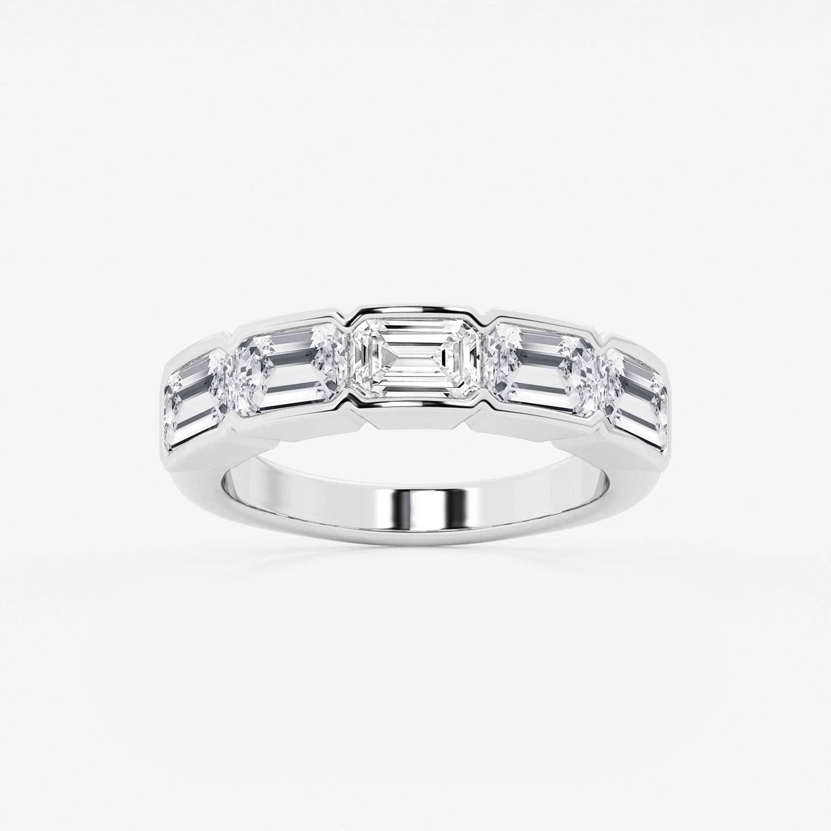 GWA080 - 3 ctw Emerald Lab Grown Diamond Half Bezel East-West Five Stone Anniversary Band